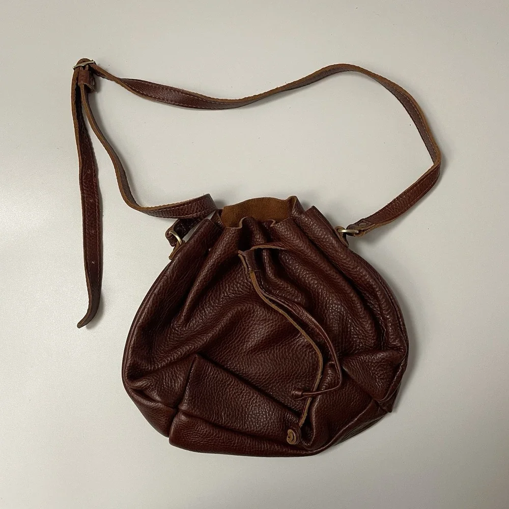 Portland Leather Goods Bucket Bag Pebbled Leather Brown‎ Handmade Artisanal B25